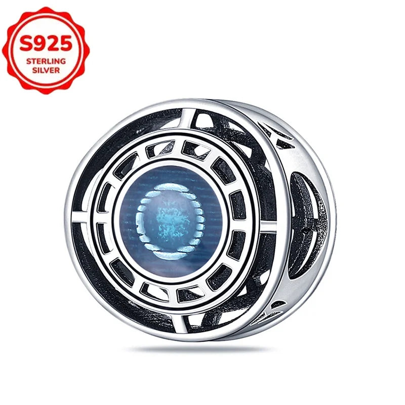 Marvel The Avengers (Animated Film) Lron Man Helmet 925 Sterling Silver Charms Bead Original Women Bracelet DIY Jewelry Hot Gift