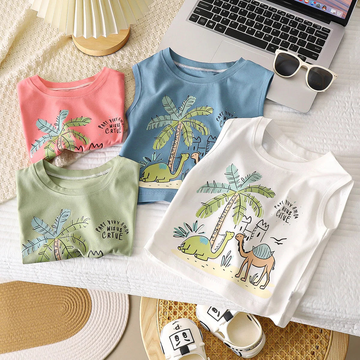 Kids Cartoon Tank Sleeveless Top Children Breathable Cotton T-shirt Vest Summer New Fashion Clothing