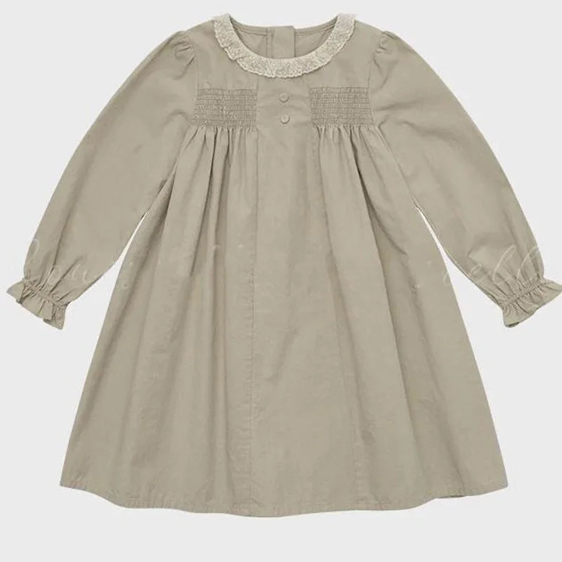 2025 Autumn Long Sleeve Girls Dress Lou Printed Embroidery Lace Kids Princess Dress Palace Style Baby Skirts Series Clothing