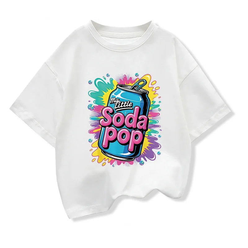 Kids Short-Sleeve t shirts My Little Soda Pop Children's Summer Pure Cotton Loose Tees Boys Girls Casual Tee Tops