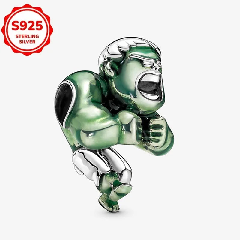 Marvel The Avengers (Animated Film) Lron Man Helmet 925 Sterling Silver Charms Bead Original Women Bracelet DIY Jewelry Hot Gift