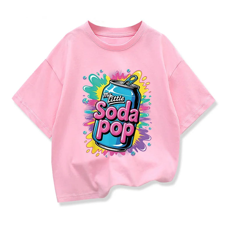Kids Short-Sleeve t shirts My Little Soda Pop Children's Summer Pure Cotton Loose Tees Boys Girls Casual Tee Tops