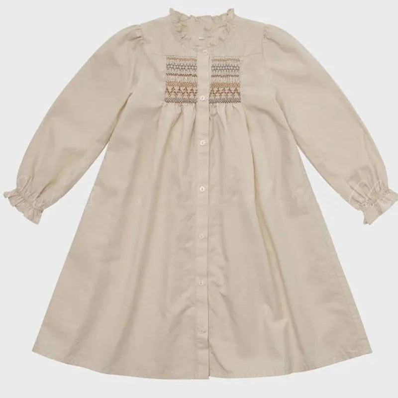 2025 Autumn Long Sleeve Girls Dress Lou Printed Embroidery Lace Kids Princess Dress Palace Style Baby Skirts Series Clothing