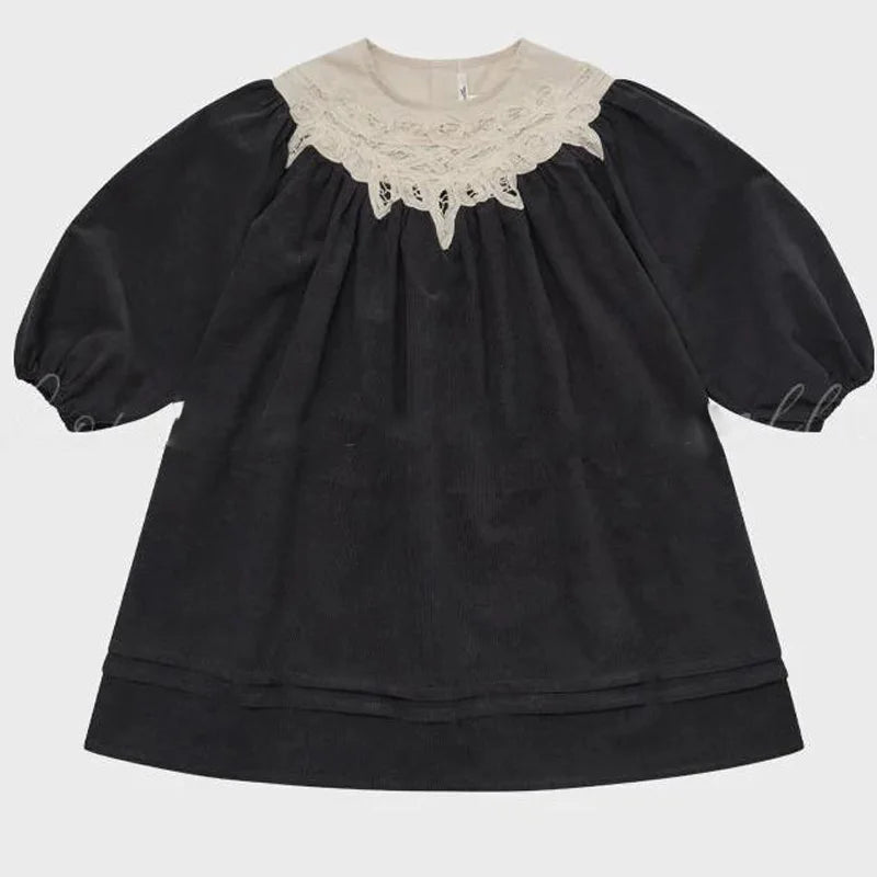 2025 Autumn Long Sleeve Girls Dress Lou Printed Embroidery Lace Kids Princess Dress Palace Style Baby Skirts Series Clothing