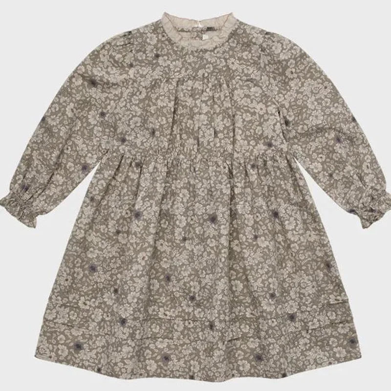 2025 Autumn Long Sleeve Girls Dress Lou Printed Embroidery Lace Kids Princess Dress Palace Style Baby Skirts Series Clothing