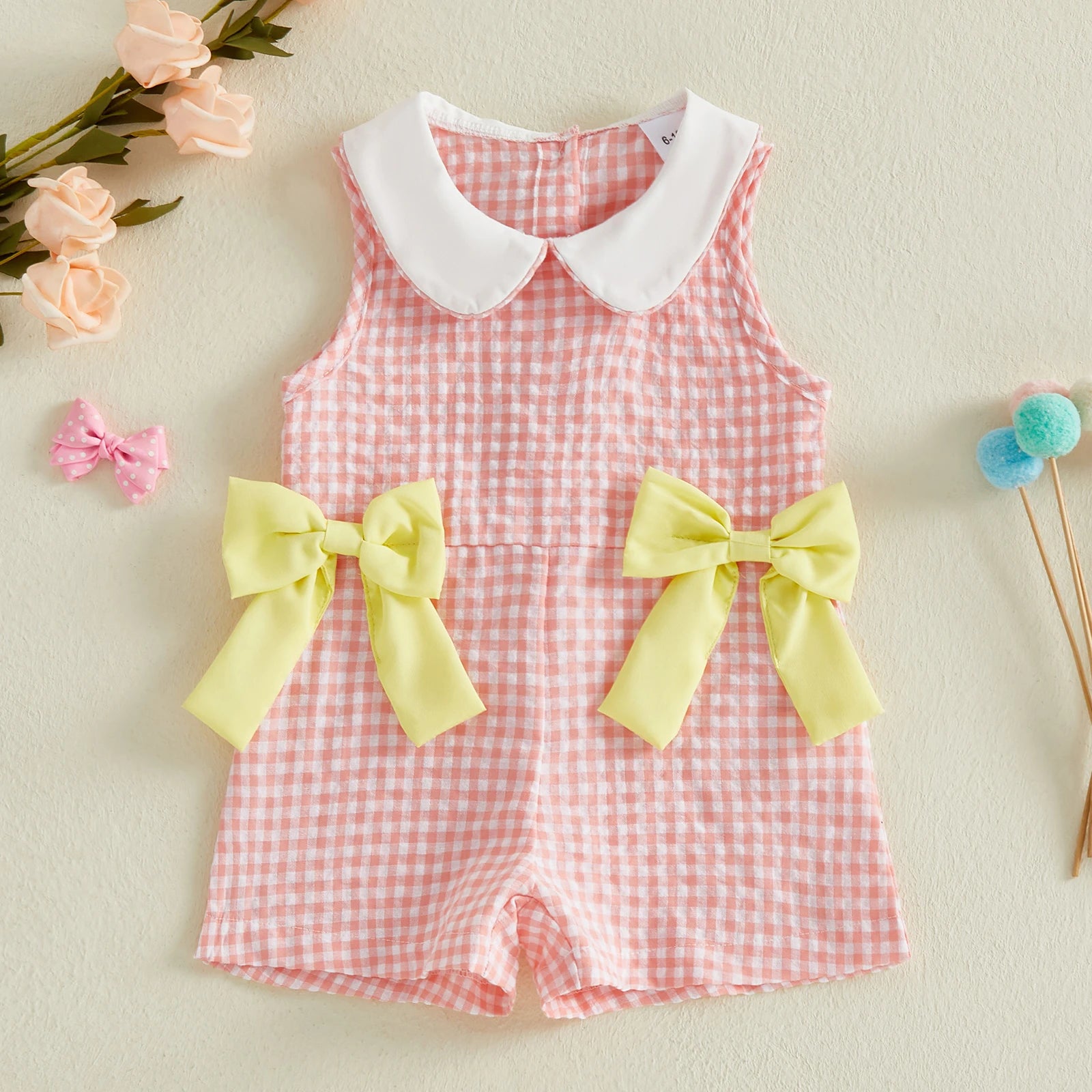 Citgeett Summer Kids Toddler Baby Girls Jumpsuit Shorts Casual Bows Striped Doll Collar Sleeveless Overalls Clothes