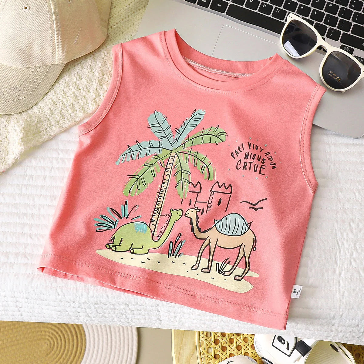 Kids Cartoon Tank Sleeveless Top Children Breathable Cotton T-shirt Vest Summer New Fashion Clothing