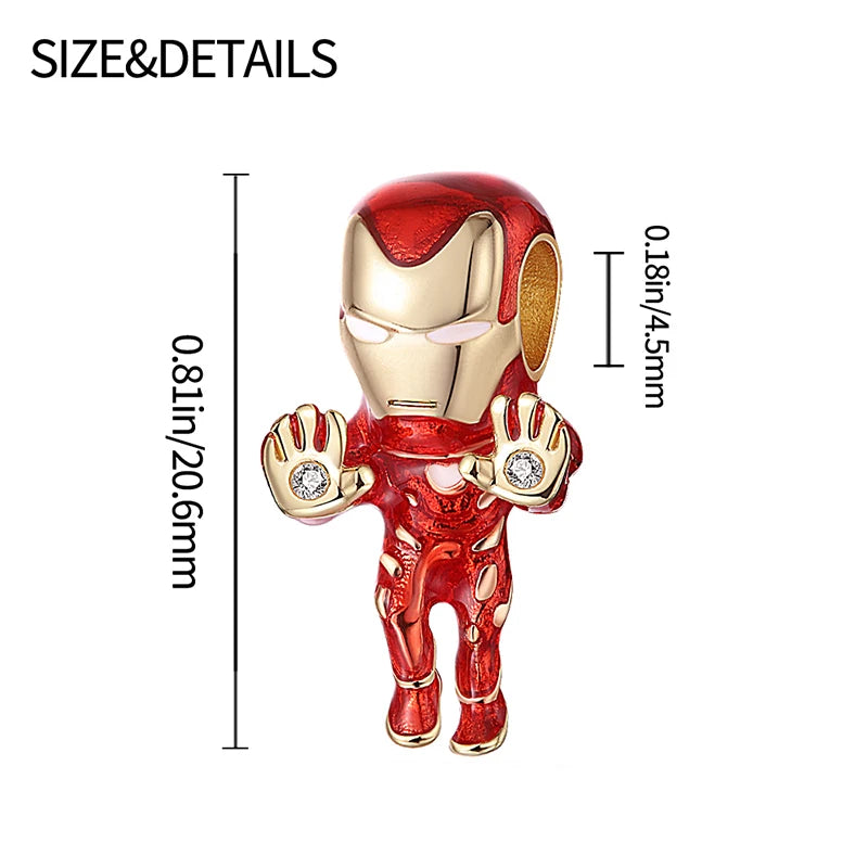 Marvel The Avengers (Animated Film) Lron Man Helmet 925 Sterling Silver Charms Bead Original Women Bracelet DIY Jewelry Hot Gift