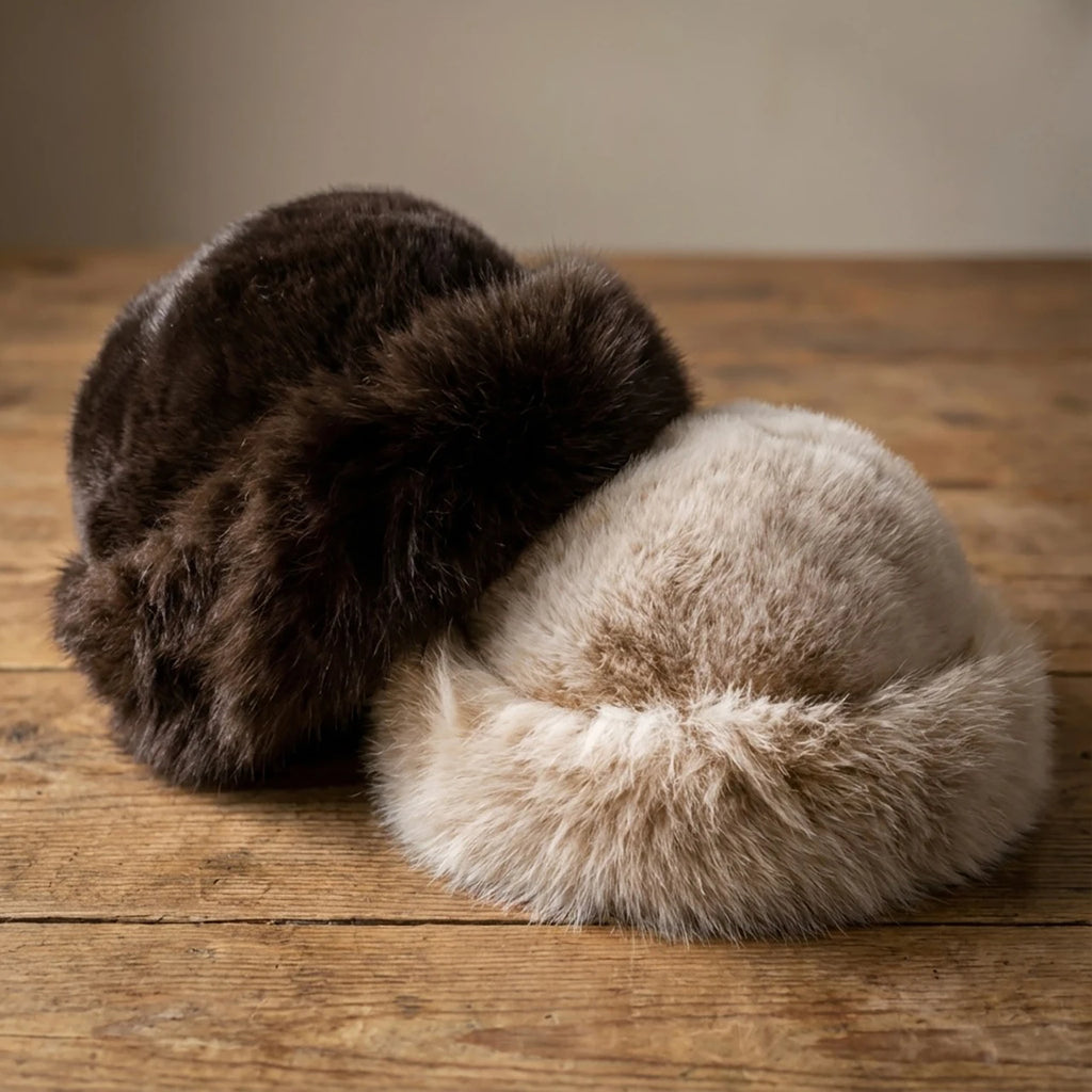 Fuffy Fur Kids Winter Hat Solid Color Thicken Plush Warm Mongolian Hats For Boys Girls Outdoor Cold-proof  Bucket Cap